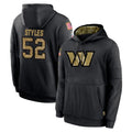 W.Commanders #52 Sonny Styles Player Black Salute to Service Performance Pullover Hoodies Home Game BALCE Stitched Jerseys