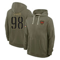 W.Commanders #98 Odafe Oweh Player Olive Salute to Service Pullover Hoodies Limited Home BALCE Stitched Jerseys