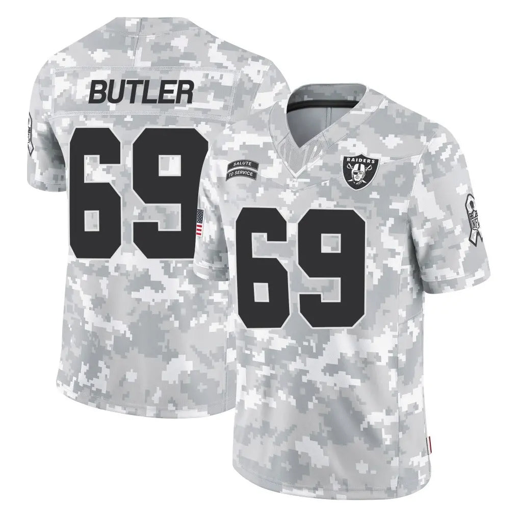 LV.Raiders #69 Adam Butler Player Arctic Camo Salute To Service Limited Game BALCE Stitched Jerseys