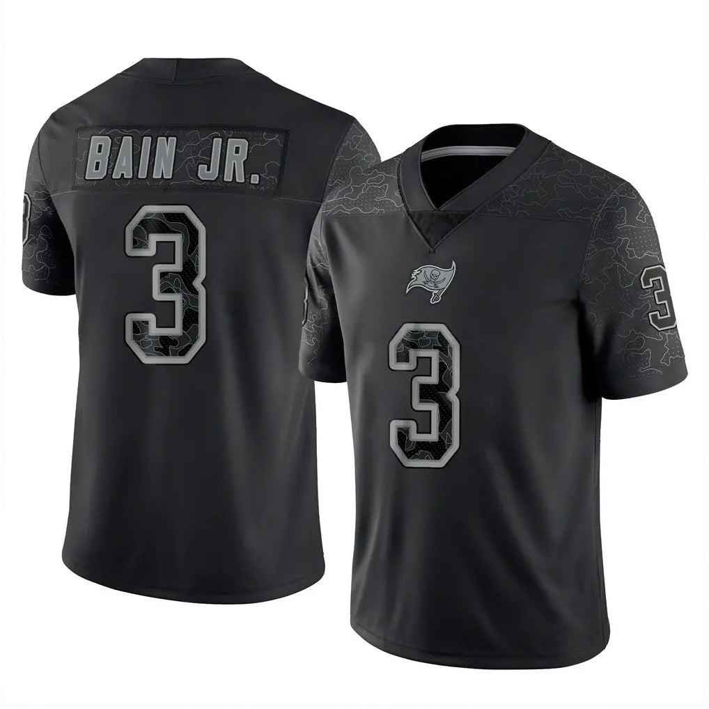TB.Buccaneers #3 Rueben Bain Jr. Player Black Reflective Limited Home Game BALCE Stitched Jerseys