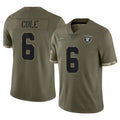 LV.Raiders #6 A.J. Cole Player Olive Salute To Service Limited BALCE Stitched Jerseys