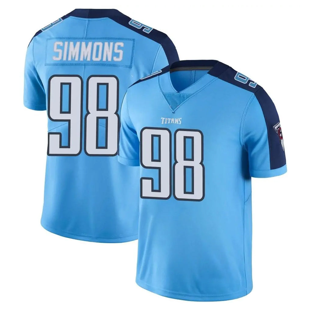T.Titans #98 Jeffery Simmons Player Light Blue Limited Color Rush Home Game BALCE Stitched Jerseys