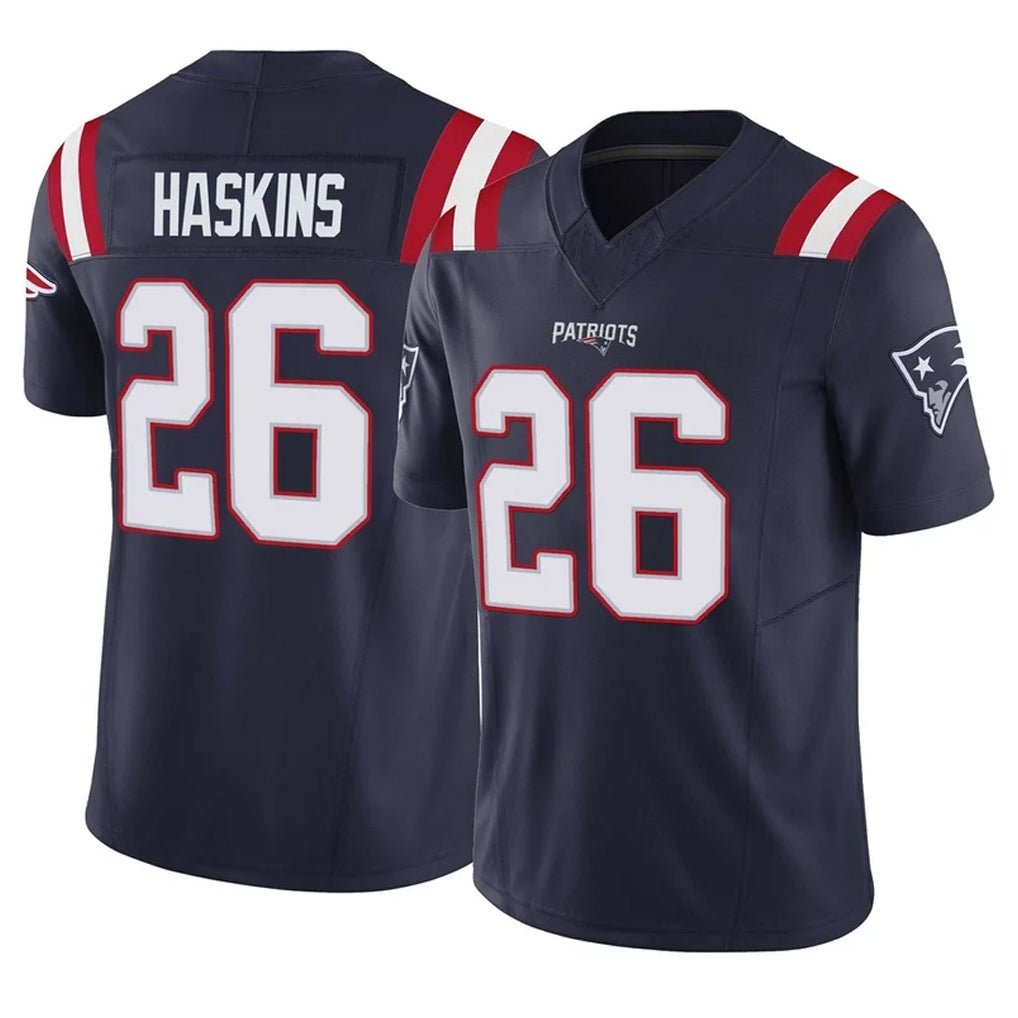 NE.Patriots #26 Hassan Haskins Player Navy Limited Vapor F.U.S.E. Home Game BALCE Stitched Jerseys