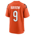 C.Bengals #9 Joe Burrow Player Orange Home Game BALCE Stitched Jerseys