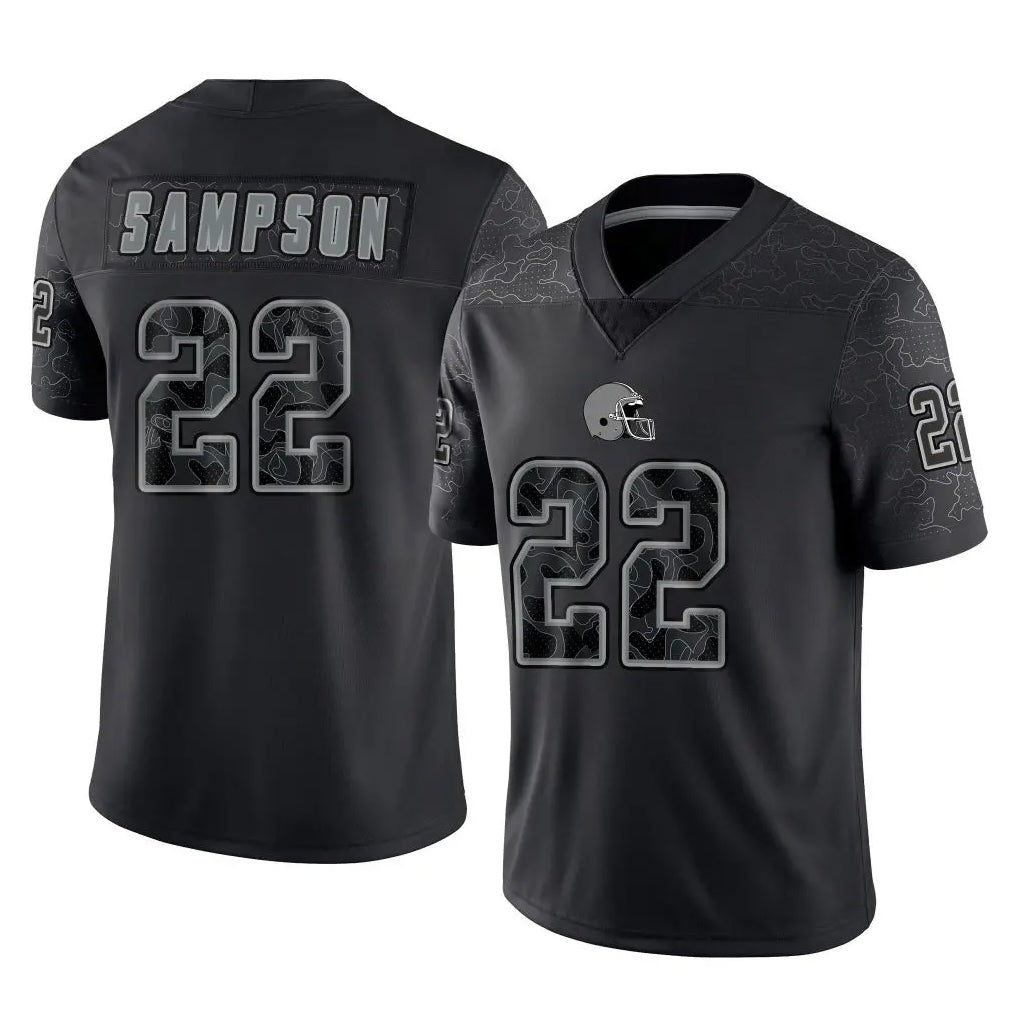 C.Browns #22 Dylan Sampson Player Black Reflective Home Game BALCE Stitched Jerseys