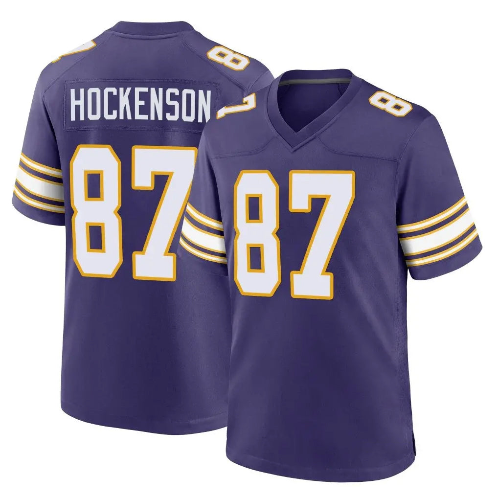 M.Vikings #87 T.J. Hockenson Player Purple Classic Home Game BALCE Stitched Jerseys