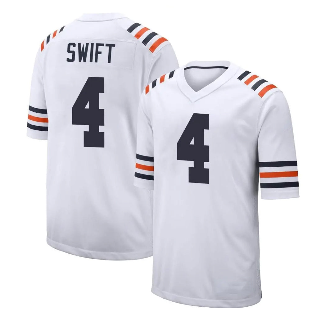 C.Bears #4 D'Andre Swift Player White Classic Home Game BALCE Stitched Jerseys