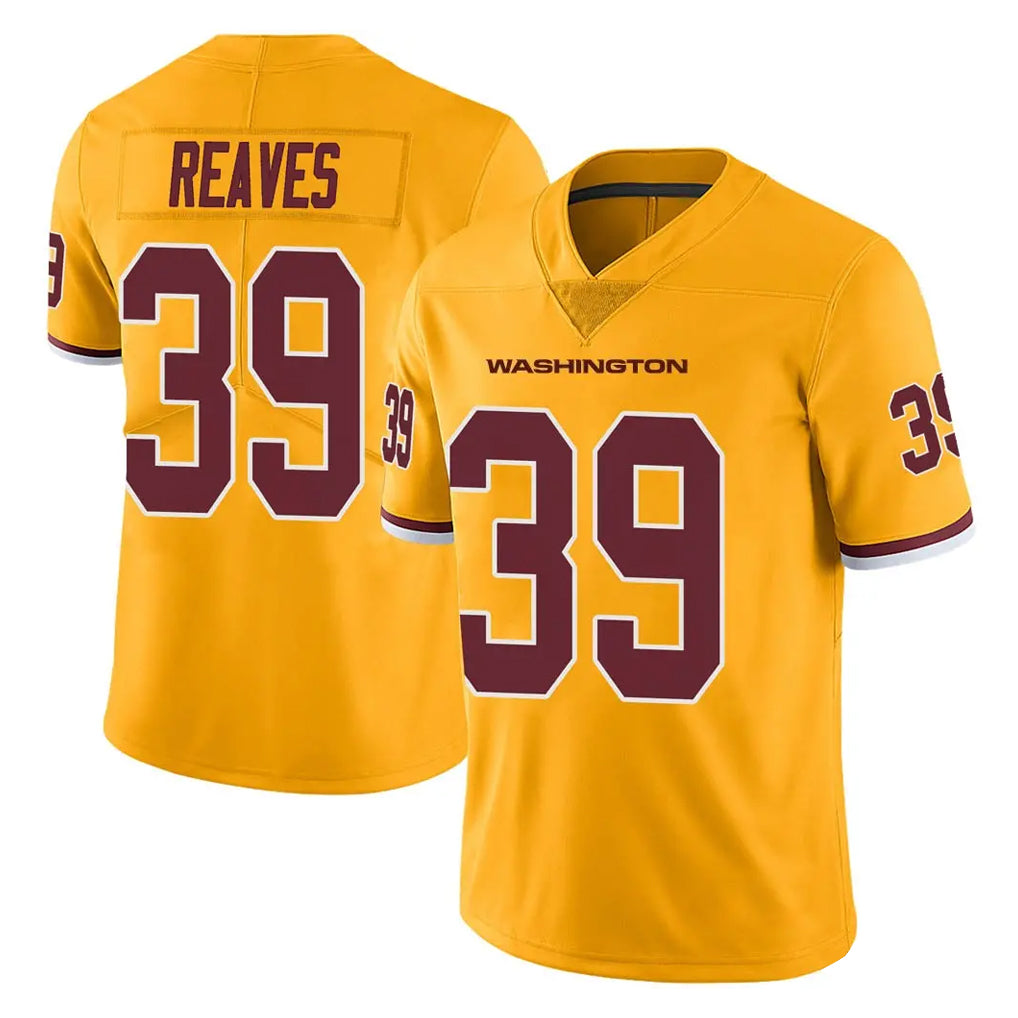 W.Commanders #39 Jeremy Reaves Player Gold Limited Color Rush Home Game BALCE Stitched Jerseys