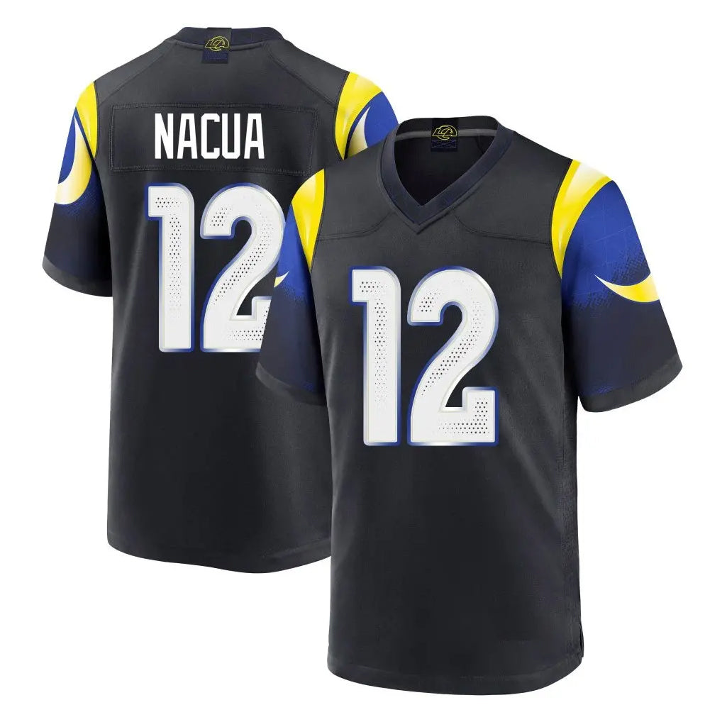 LA.Rams #12 Puka Nacua Player Black Midnight Rivalries Collection Home Game BALCE Stitched Jerseys