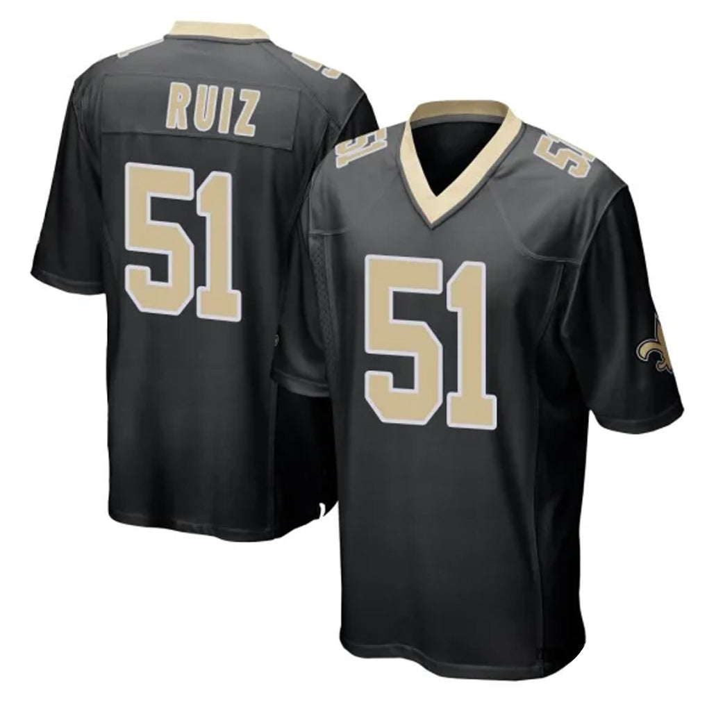 NO.Saints #51 Cesar Ruiz Player Black Home Game BALCE Stitched Jerseys