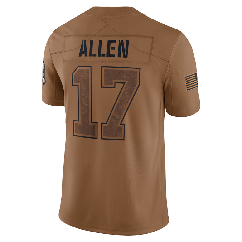 B.Bills #17 Josh Allen Player Brown Salute To Service Limited BALCE Stitched Jerseys