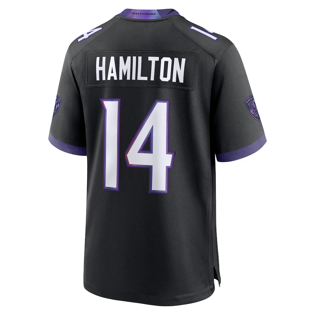 B.Ravens #14 Kyle Hamilton Player Black Home Game BALCE Stitched Jerseys