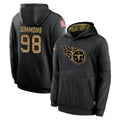 T.Titans #98 Jeffery Simmons Player Black Salute to Service Sideline Performance Pullover Hoodies Home Game BALCE Stitched Jerseys