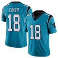 C.Panthers #18 Jalen Coker Player Blue Vapor Untouchable Limited Game BALCE Stitched Jerseys
