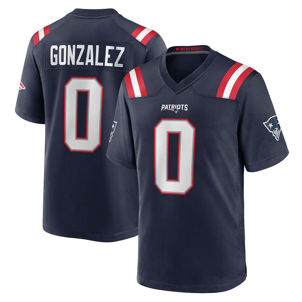 NE.Patriots #0 Christian Gonzalez Player Navy Home Game BALCE Stitched Jerseys