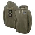 LV.Raiders #8 Kirk Cousins Player Olive Salute to Service Pullover Hoodies Limited BALCE Stitched Jerseys