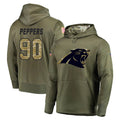 C.Panthers #90 Julius Peppers Player Olive Salute to Service Hoodies BALCE Stitched Jerseys