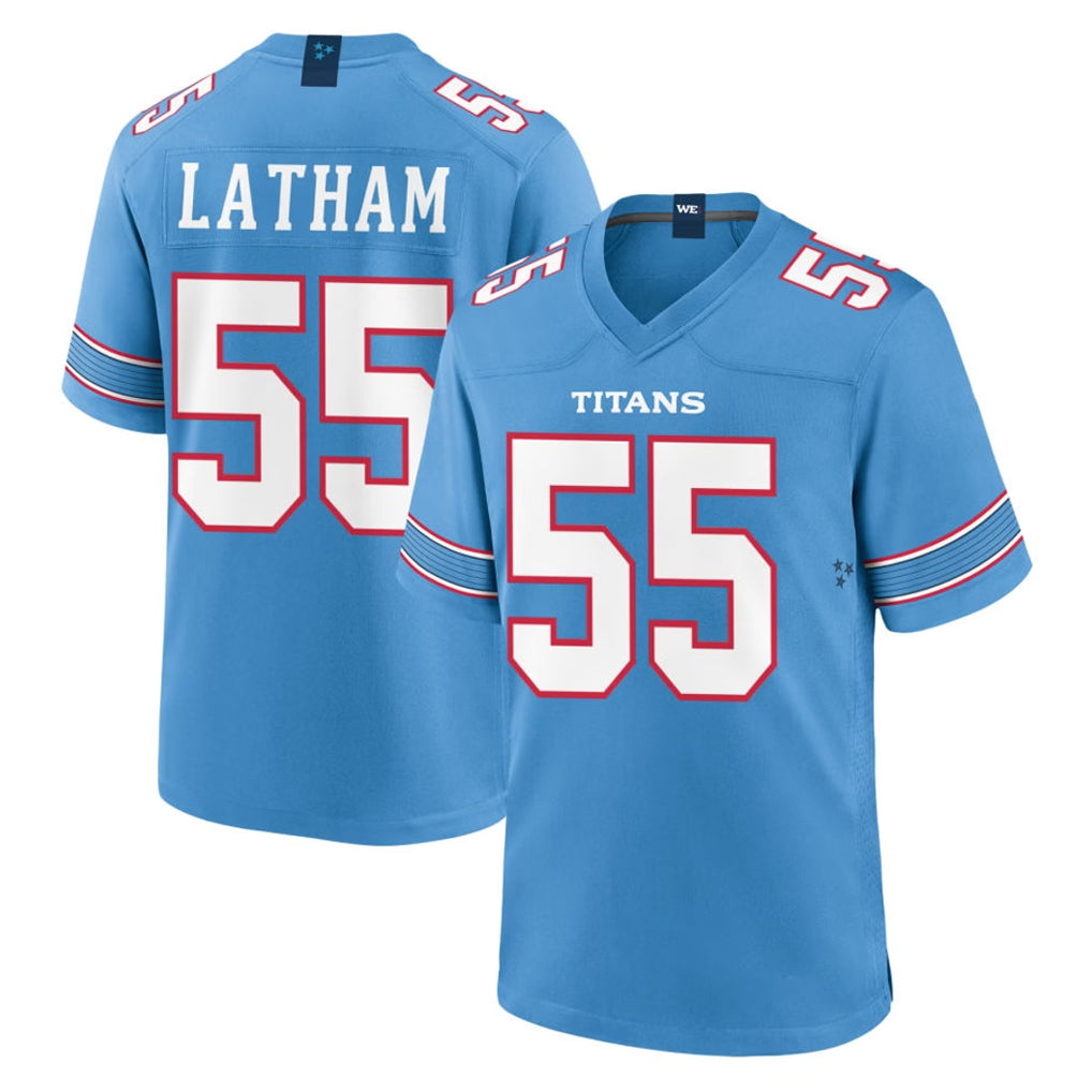 T.Titans #55 JC Latham Player Light Blue 2026 Game Home BALCE Stitched Jerseys