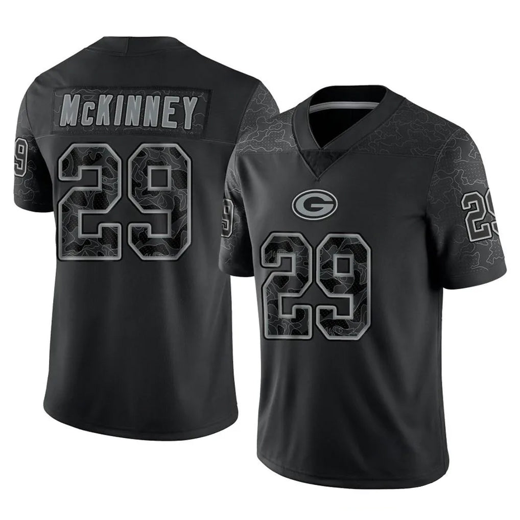 GB.Packers #29 Xavier McKinney Player Black Reflective Limited Home Game BALCE Stitched Jerseys