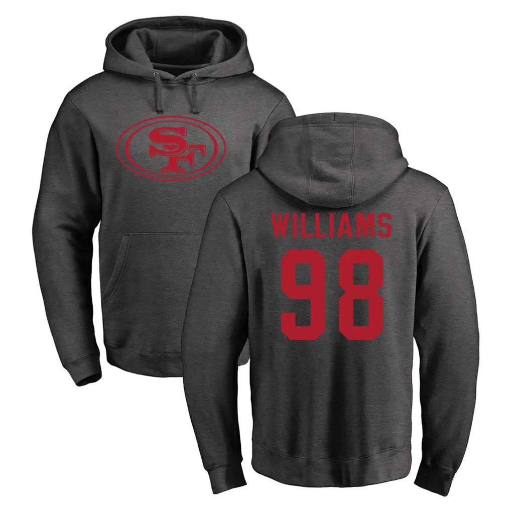 SF.49ers #98 Mykel Williams Player Anthracite Pullover Hoodies Home Game BALCE Stitched Jerseys