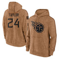 T.Titans #24 Alontae Taylor Player Brown Salute To Service Club Pullover Hoodies Home Game BALCE Stitched Jerseys