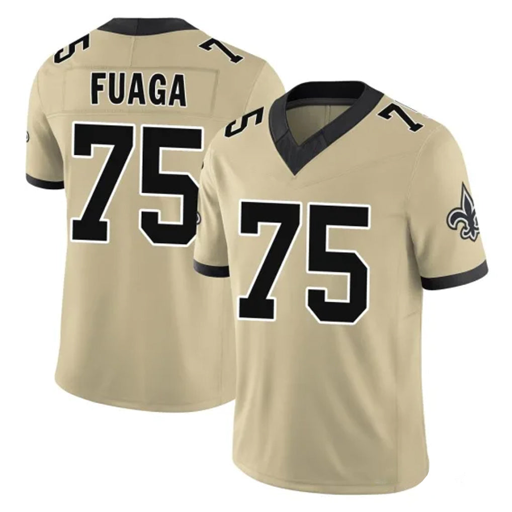 NO.Saints #75 Taliese Fuaga Player Gold Limited Vapor F.U.S.E. Home Game BALCE Stitched Jerseys