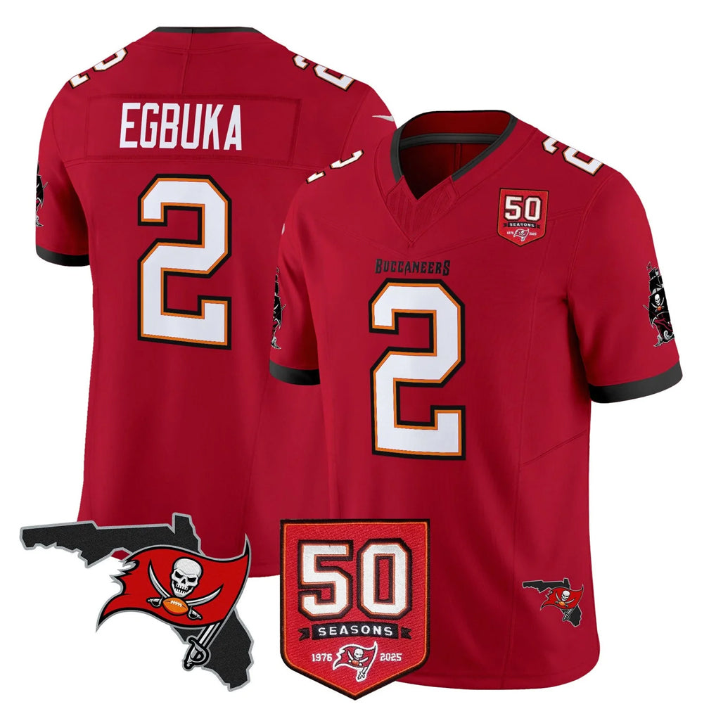 TB.Buccaneers #2 Emeka Egbuka Player Red Limited 2026 Season Vapor F.U.S.E. Home Game BALCE Stitched Jerseys