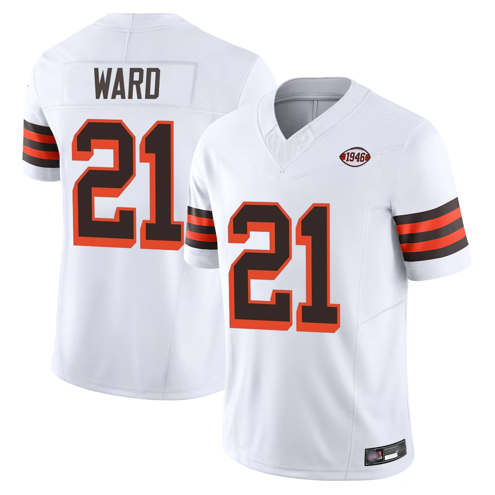 C.Browns #21 Denzel Ward Player White Limited Vapor F.U.S.E. Alternate Game BALCE Stitched Jerseys