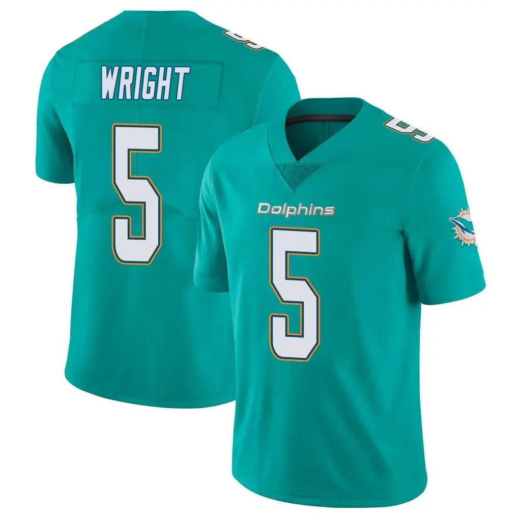 M.Dolphins #5 Jaylen Wright Player Aqua Limited Vapor Untouchable Home Game BALCE Stitched Jerseys