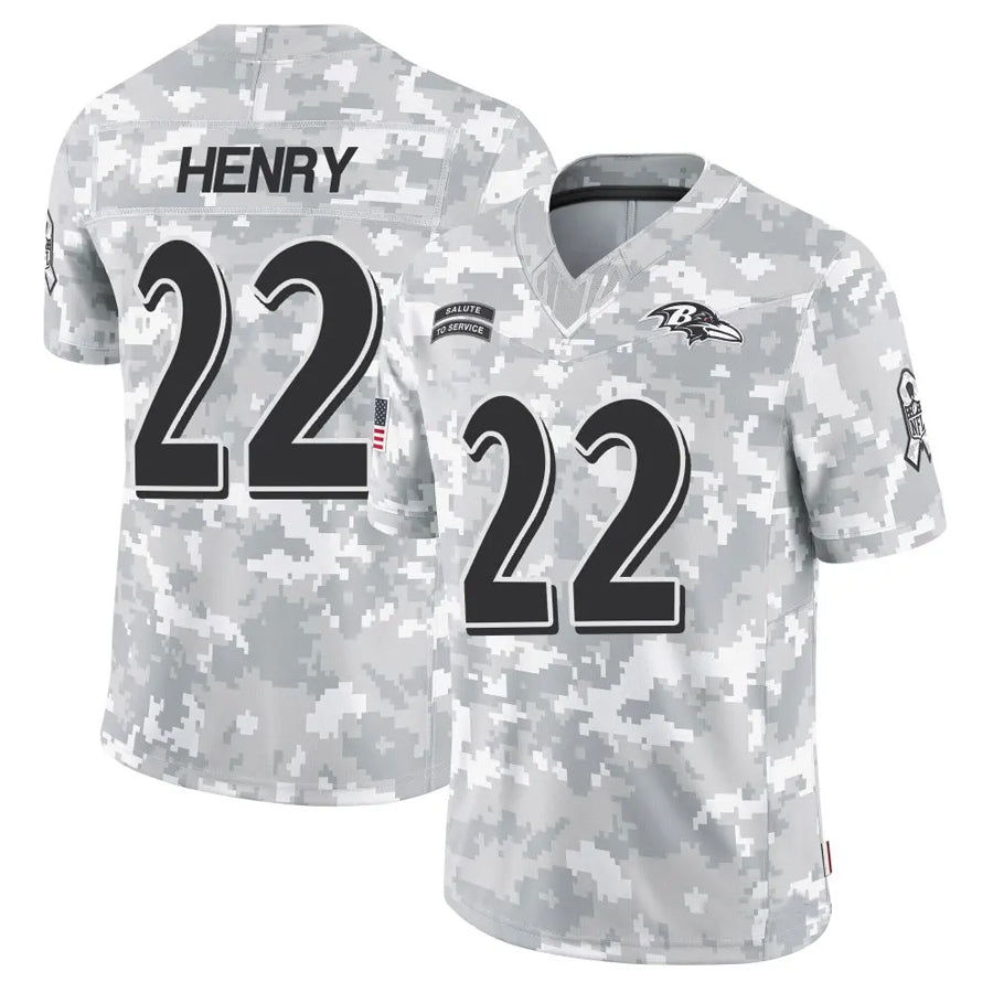 B.Ravens #22 Derrick Henry Player Arctic Camo Salute to Service Limited BALCE Stitched Jerseys