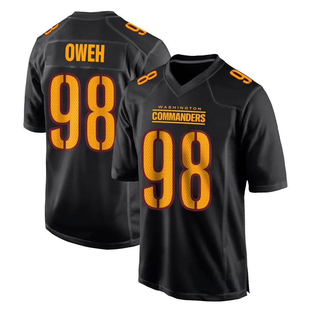 W.Commanders #98 Odafe Oweh Player Black Carbon Fashion Home Game BALCE Stitched Jerseys