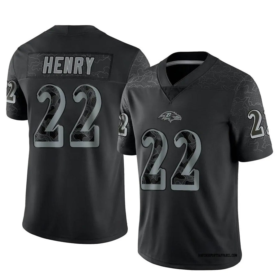 B.Ravens #22 Derrick Henry Player Black REFLECTIVE Limited BALCE Stitched Jerseys