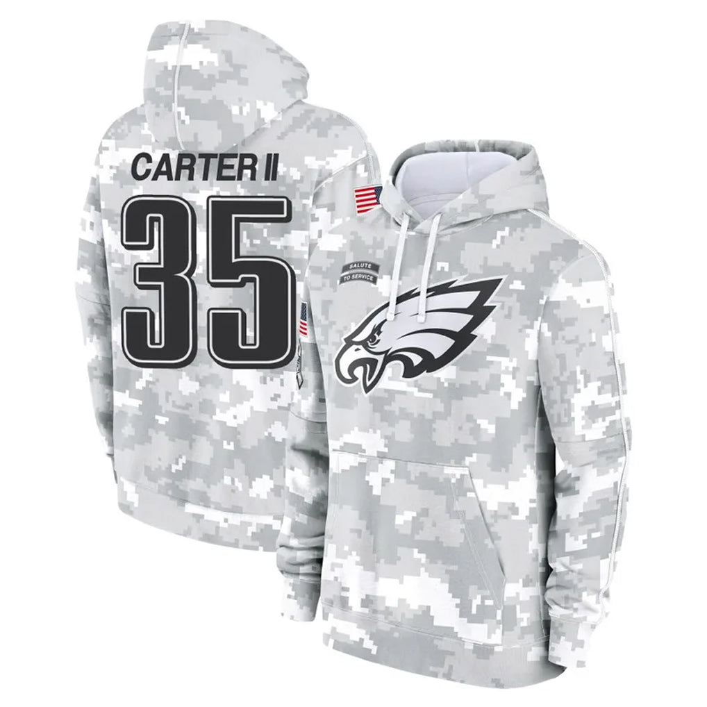 P.Eagles #35 Michael Carter II Player Arctic Camo Salute to Service Pullover Hoodies Limited Game BALCE Stitched Jerseys