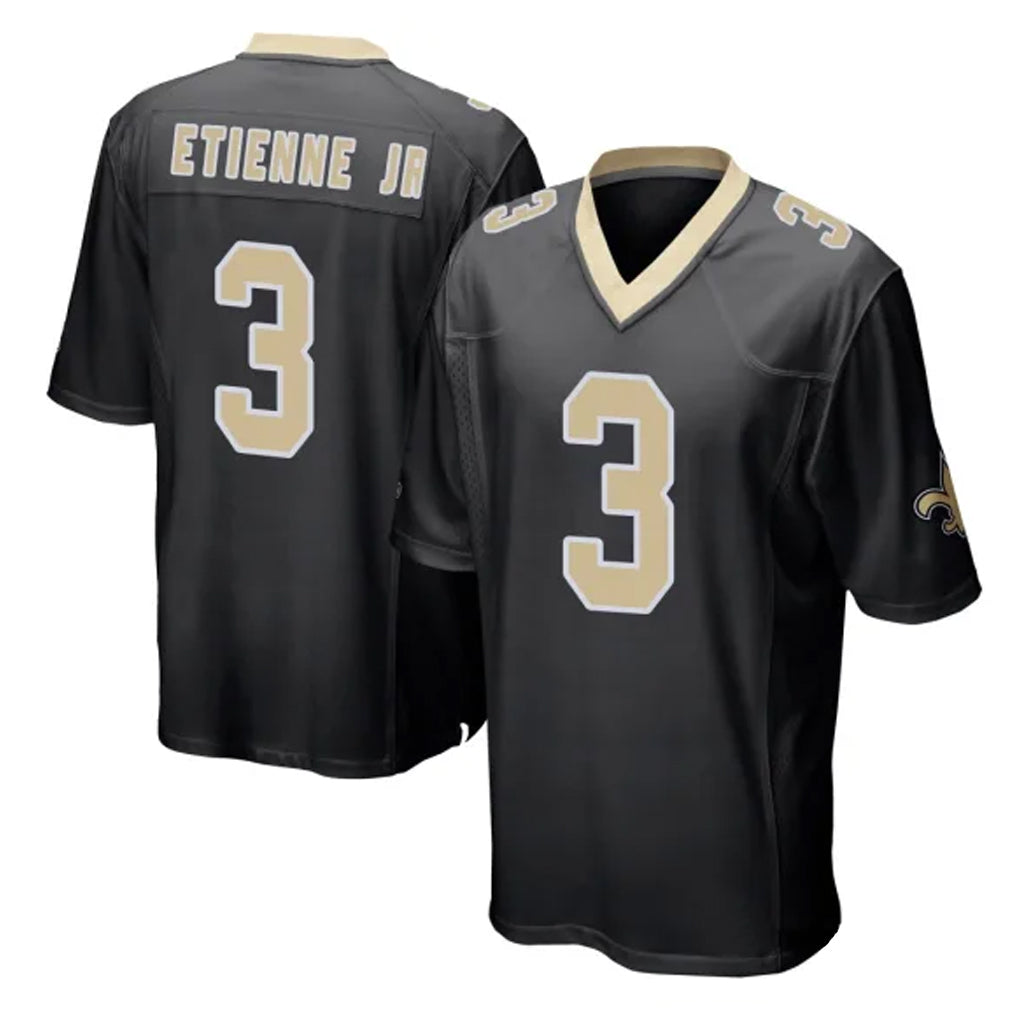 NO.Saints #3 Travis Etienne Jr. Player Black Home Game BALCE Stitched Jerseys