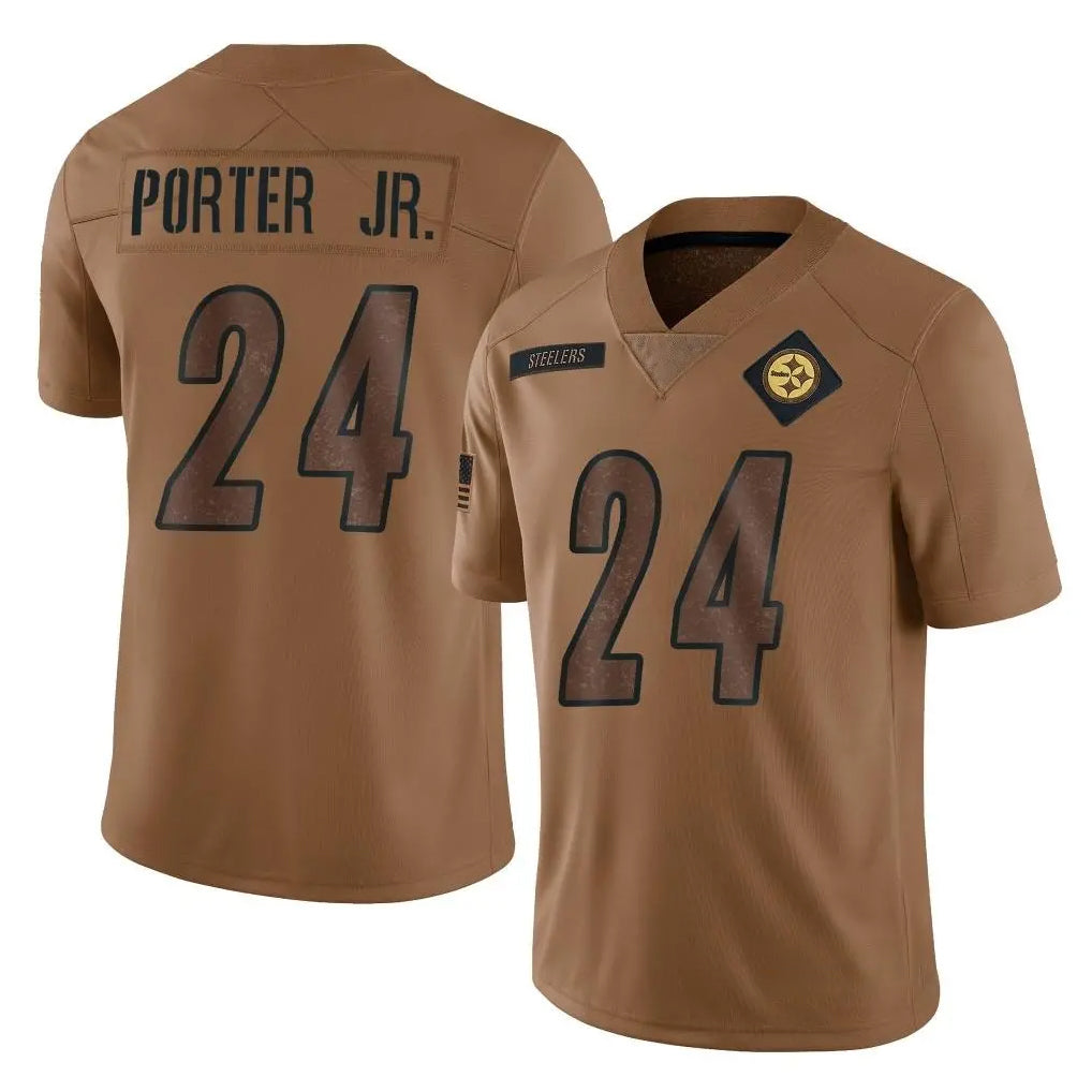 P.Steelers #24 Joey Porter Jr. Player Brown Limited Salute To Service Home Game BALCE Stitched Jerseys