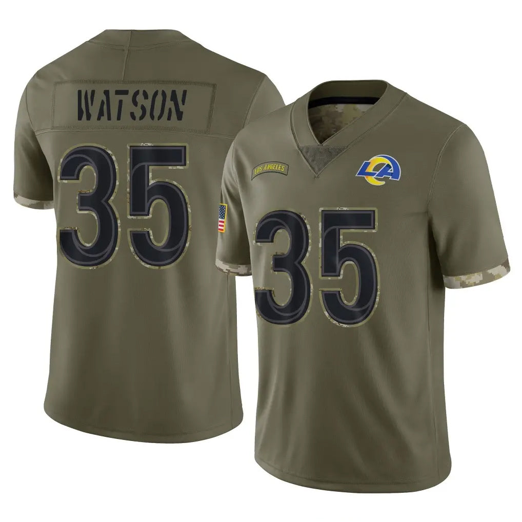 LA.Rams #35 Jaylen Watson Player Olive Salute To Service Limited BALCE Stitched Jerseys