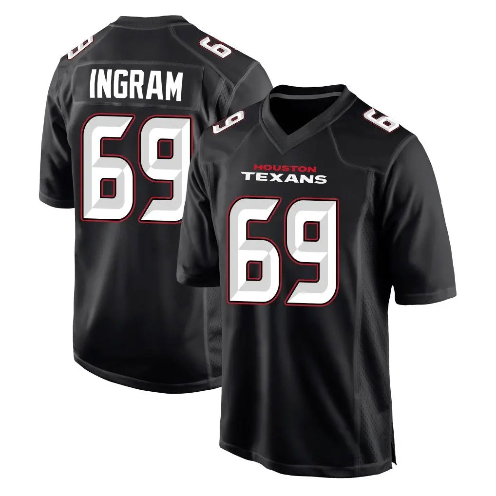 H.Texans #69 Ed Ingram Player Carbon Black Fashion Home Game BALCE Stitched Jerseys