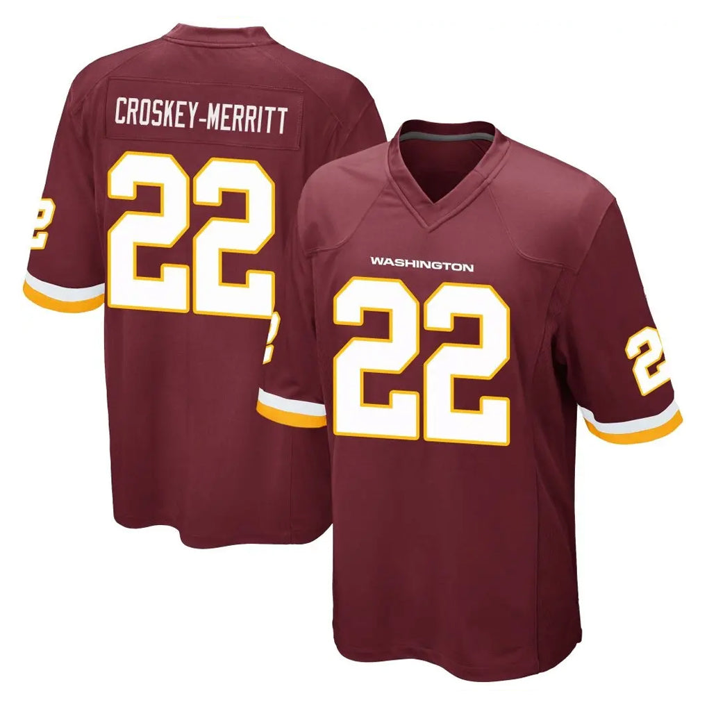 W.Commanders #22 Jacory Croskey-Merritt Player Burgundy Team Color Home Game BALCE Stitched Jerseys
