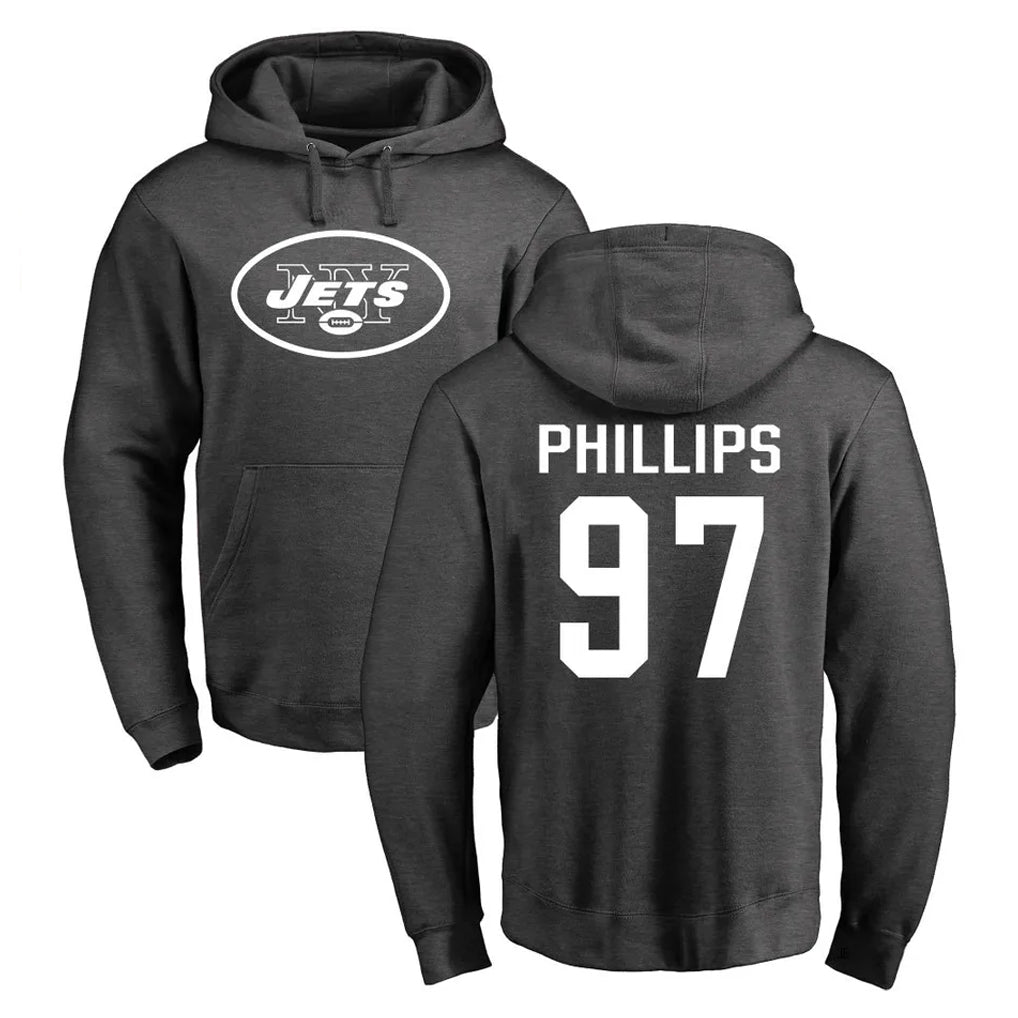 NY.Jets #97 Harrison Phillips Player Gray Pullover Hoodies Limited Game BALCE Stitched Jerseys
