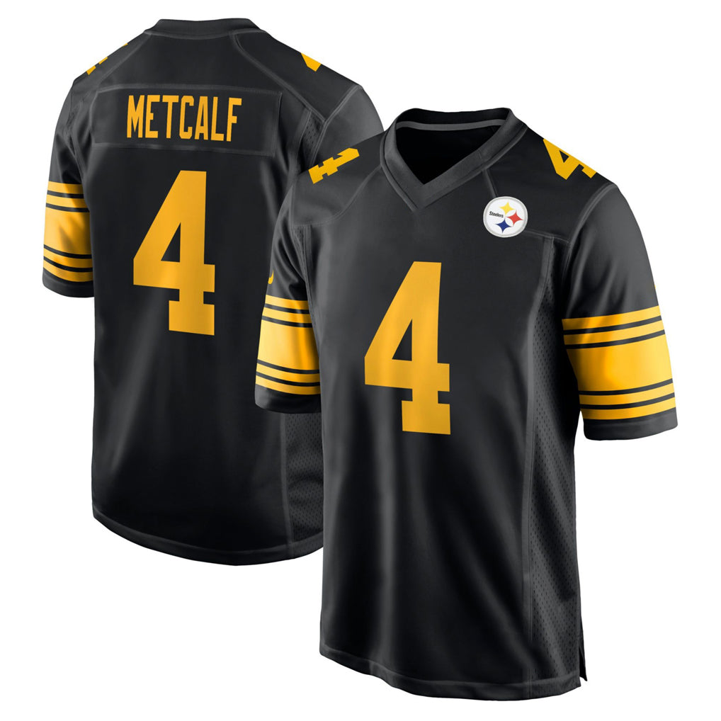 P.Steelers #4 DK Metcalf Player Black Color Rush Home Game BALCE Stitched Jerseys