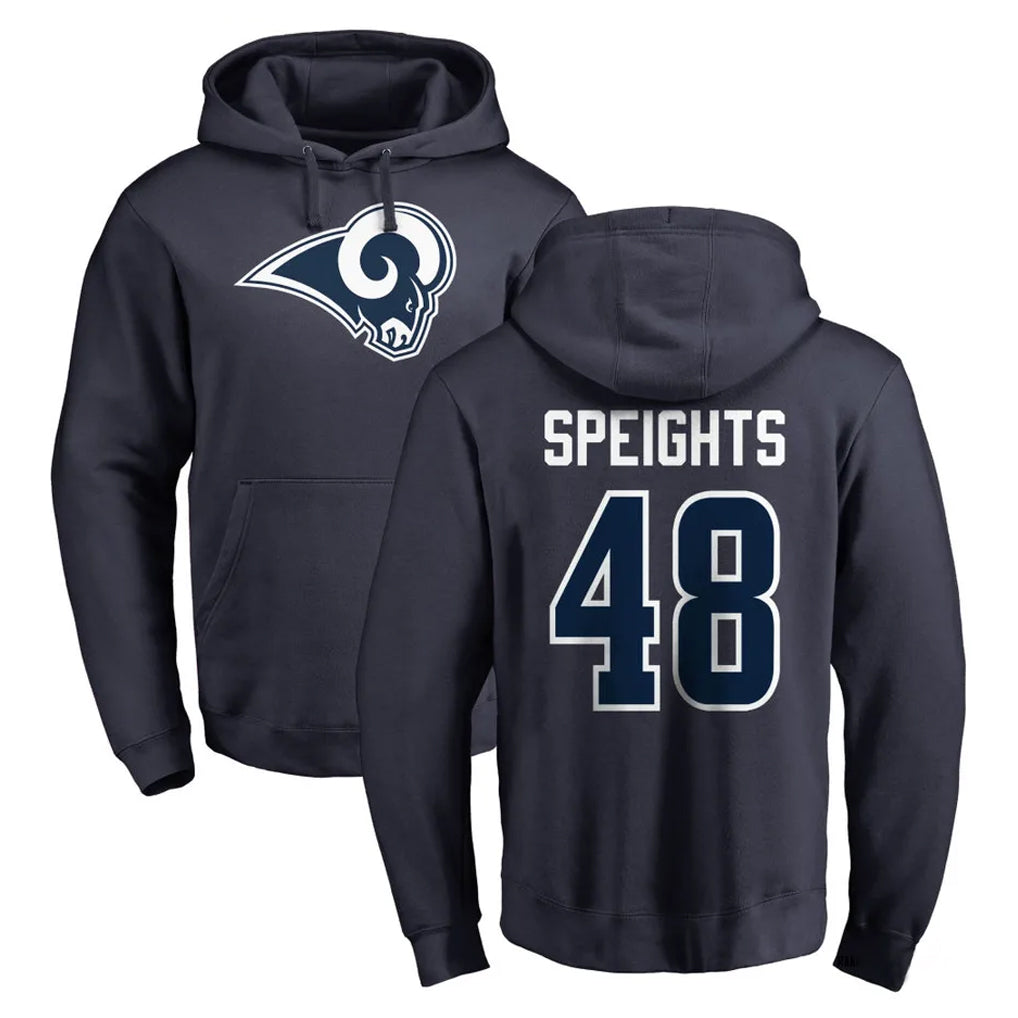 LA.Rams #48 Omar Speights Player Navy Pullover Hoodie Limited Game BALCE Stitched Jerseys