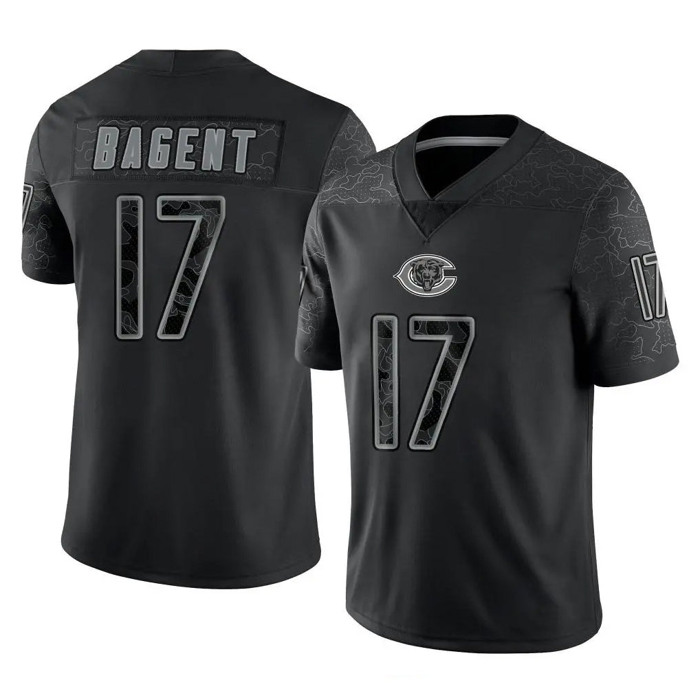 C.Bears #17 Tyson Bagent Player Black REFLECTIVE Limited Game BALCE Stitched Jerseys