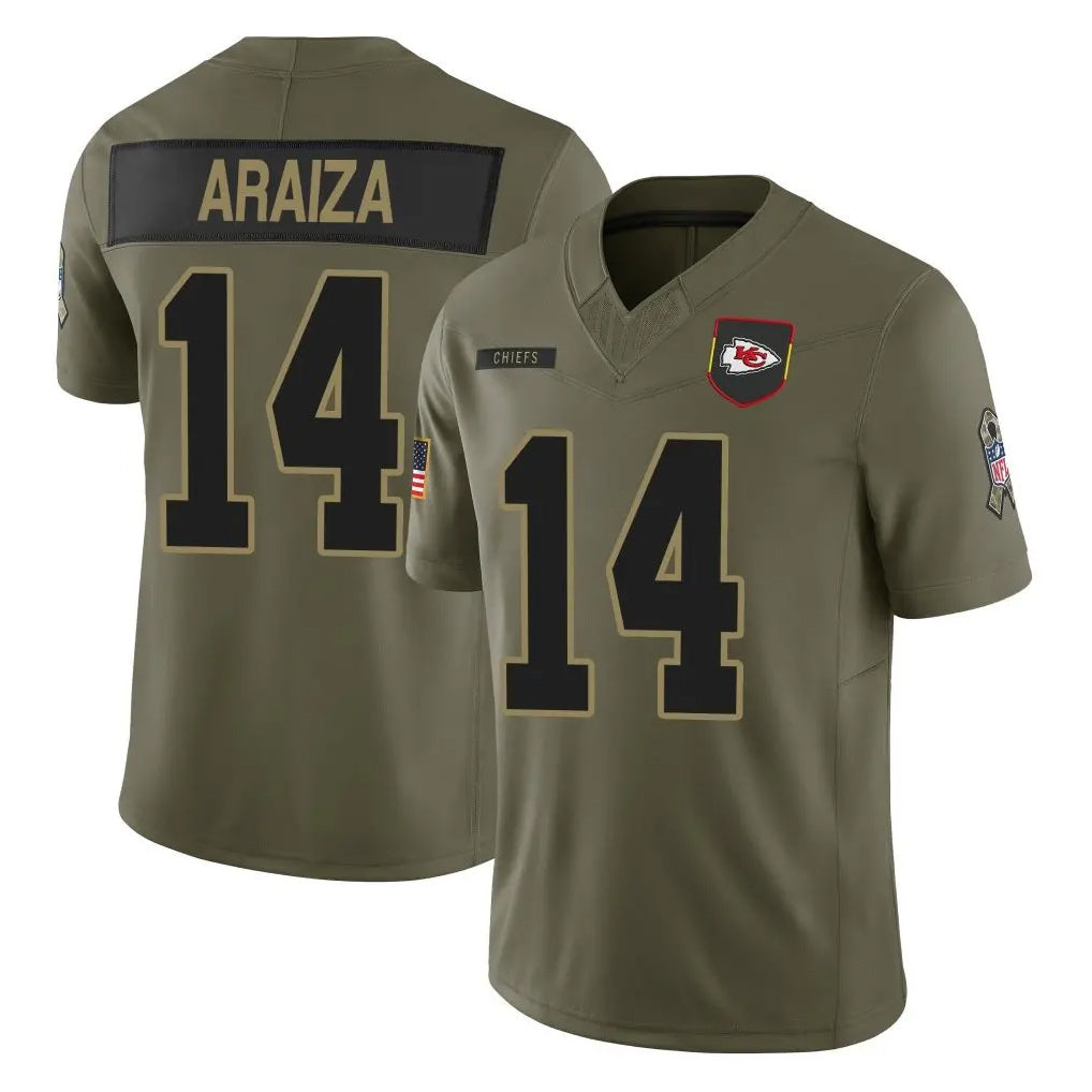 KC.Chiefs #14 Matt Araiza Player Olive 2025 Salute To Service Limited Game BALCE Stitched Jerseys