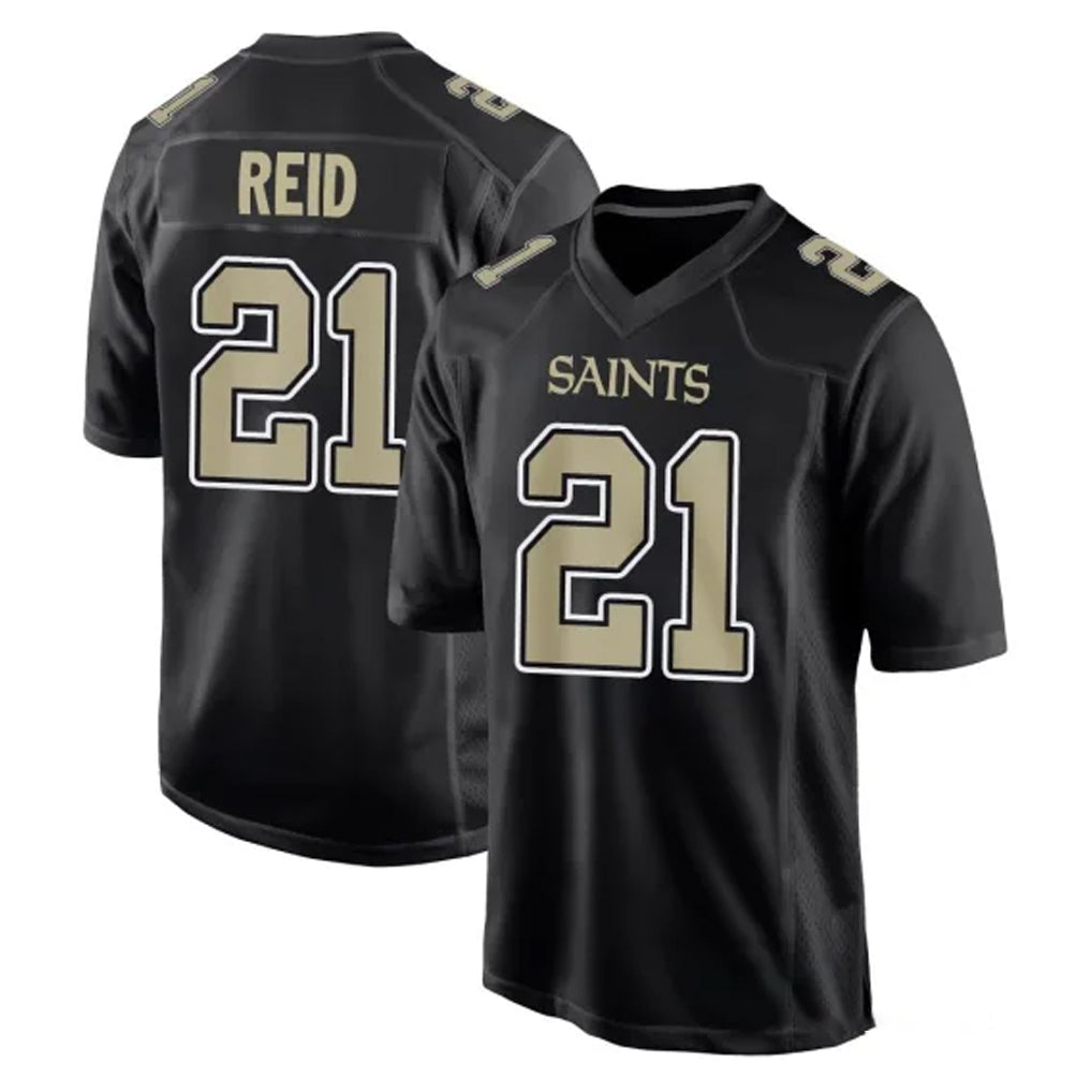 NO.Saints #21 Justin Reid Player Black Carbon Fashion Home Game BALCE Stitched Jerseys