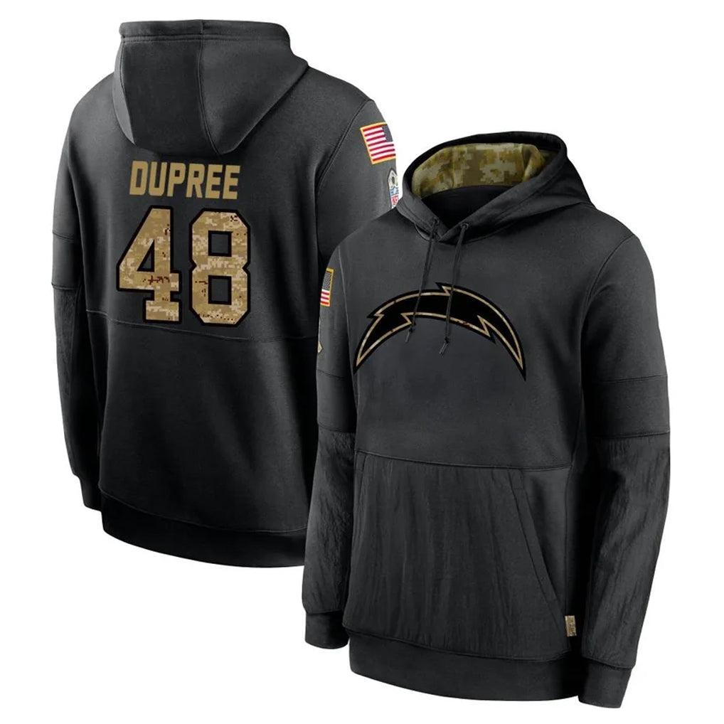 LA.Chargers #48 Bud Dupree Player Black Salute to Service Hoodies Limited Game BALCE Stitched Jerseys