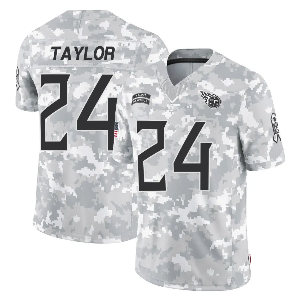 T.Titans #24 Alontae Taylor Player Arctic Camo Limited Salute to Service Home Game BALCE Stitched Jerseys