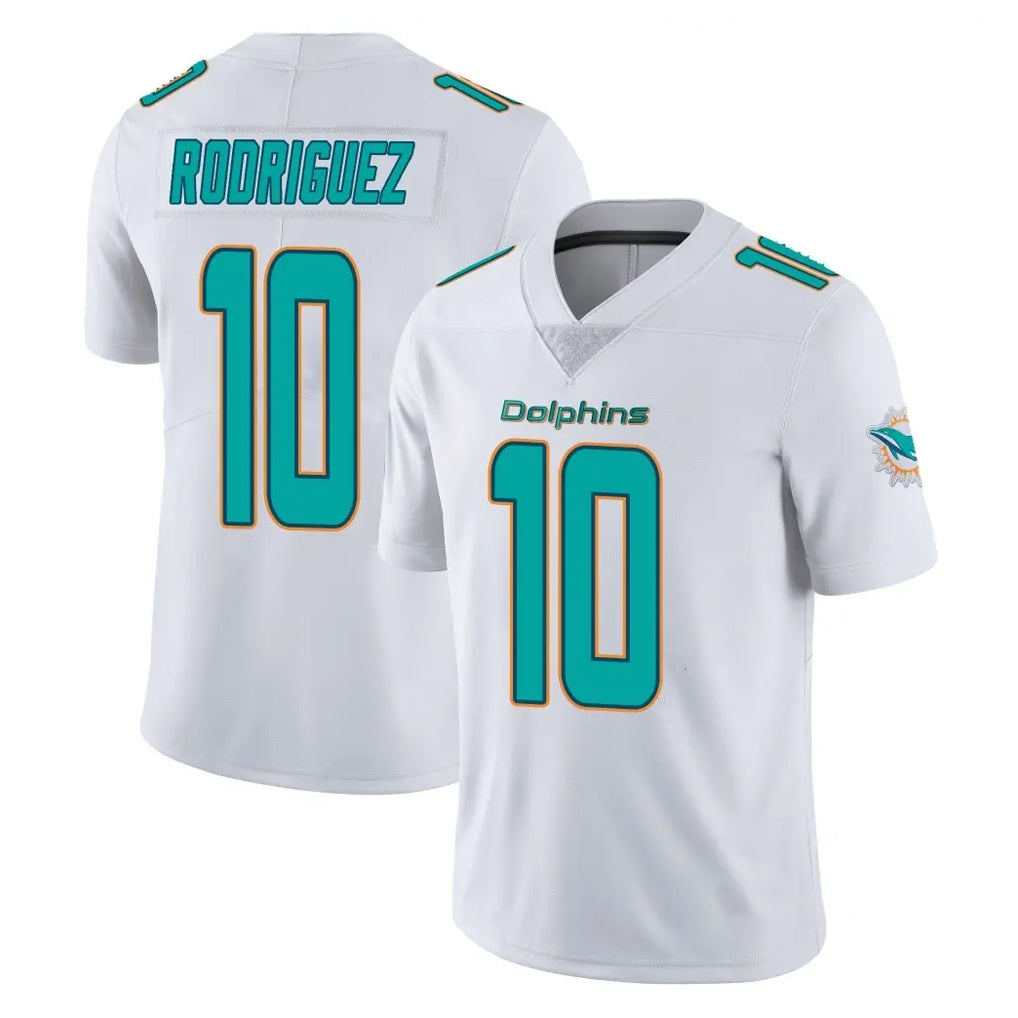 M.Dolphins #10 Jacob Rodriguez Player White Limited Vapor Untouchable Home Game BALCE Stitched Jerseys