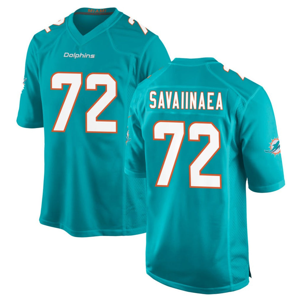 M.Dolphins #72 Jonah Savaiinaea Player Aqua Home Game BALCE Stitched Jerseys