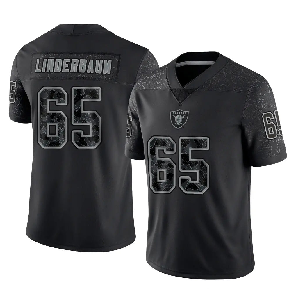 LV.Raiders #65 Tyler Linderbaum Player Black Reflective Limited Game BALCE Stitched Jerseys