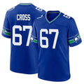 S.Seahawks #67 Charles Cross Player Royal Throwback Home Game BALCE Stitched Jerseys